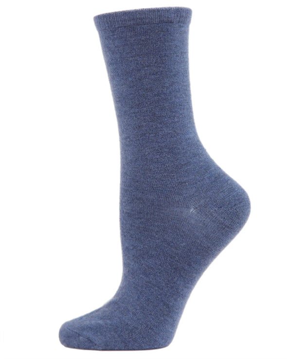 Medium Denim Heather Cashmere Crew Socks