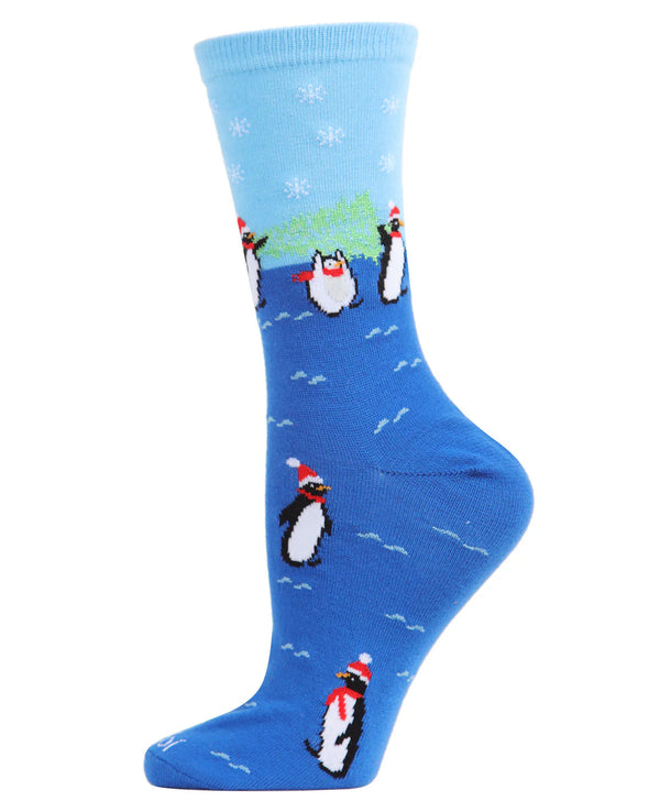 Penguin Vacation Socks in Blue