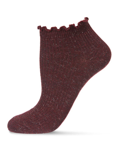 Sparkle Rib Low Cut Socks in Burgundy