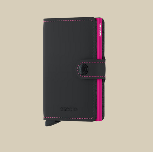 Miniwallet in Matte Black & Fuchsia