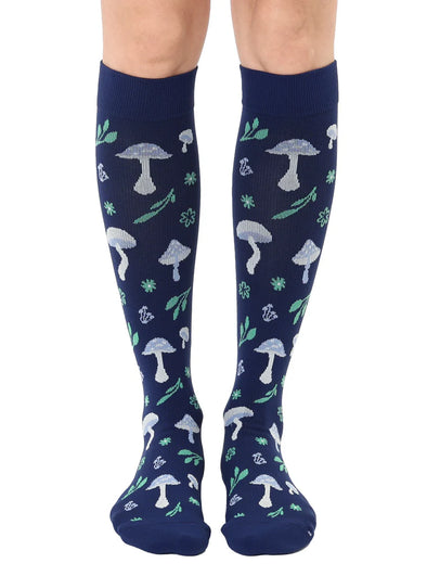 Mushroom Navy Compression Socks