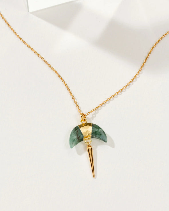 Crescent Horn Necklace in Emerald