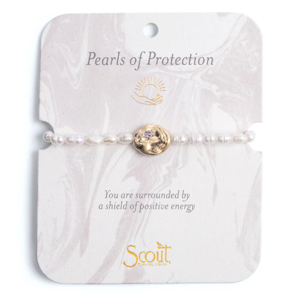 Pearl Affirmation Bracelet - Protection/Gold