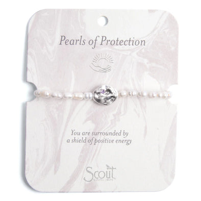 Pearl Affirmation Bracelet - Protection/Silver