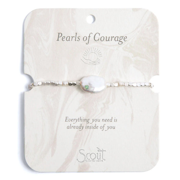 Pearl Affirmation Bracelet - Courage/Silver