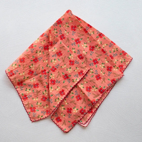 Picnic Floral Scarf in Coral