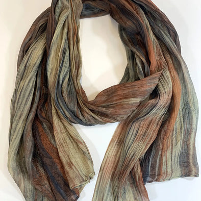 Watercolor Silk Scarf in Dark Clay