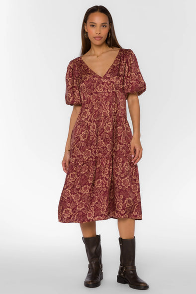 Sophia Sangria Floral Dress