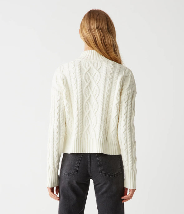 Suki Cable Mock Neck Sweater in Chalk