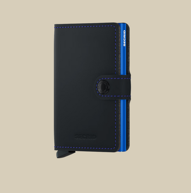 Miniwallet in Matte Black & Blue