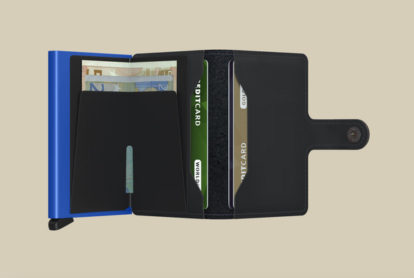 Miniwallet in Matte Black & Blue