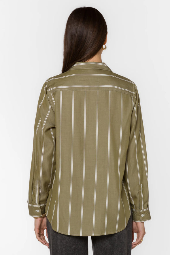 Talma Blouse in Pesto Green Stripe