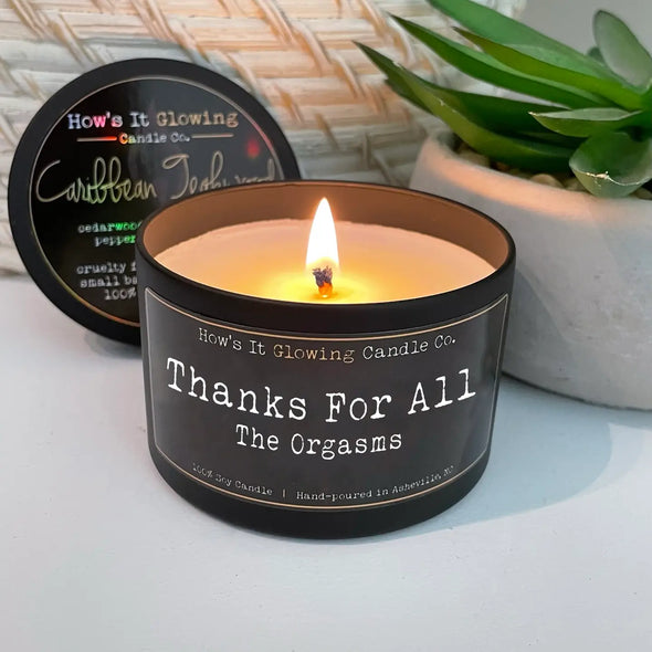 Thanks For All the Orgasms Soy Candle in Walk in the Woods