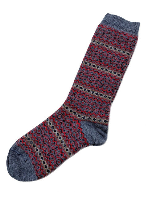 Alhambra Striped Alpaca Socks in Charcoal - Medium