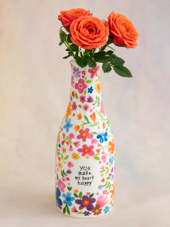 Ceramic Bud Vase in Heart Happy