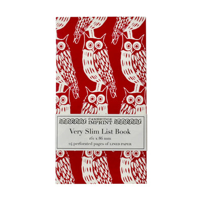 Very Slim List Book in Owls