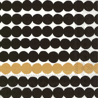 Paper Cocktail Napkins 20 Ct Marimekko Rasymatto Black/Gold