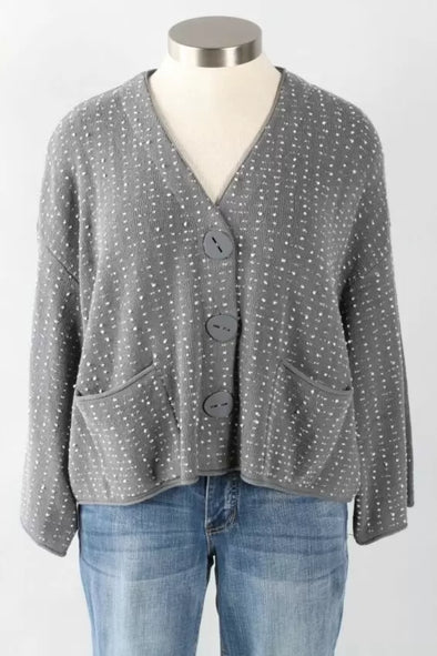 Charcoal Dots Boyfriend Cardi