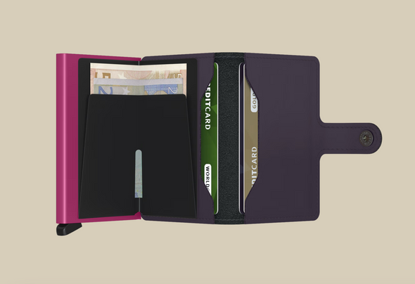 Miniwallet in Matte Dark Purple &  Fuchsia