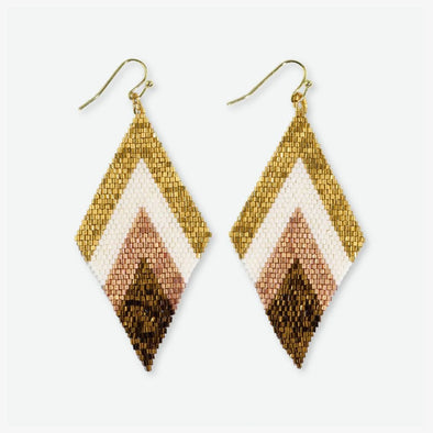 Frida Layered Diamond Beaded Drop Earrings Mixed Metallic