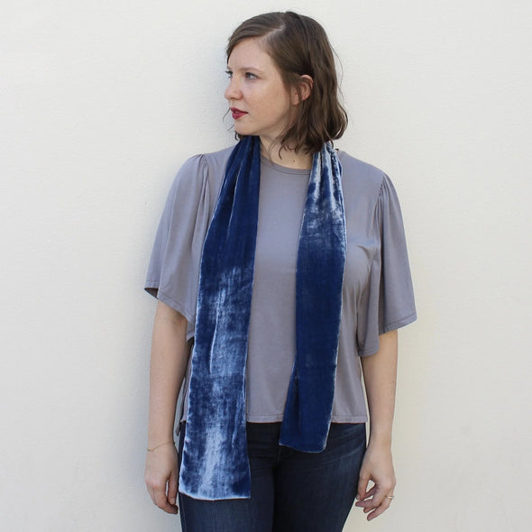 Velvet Scarf in Delft Blue