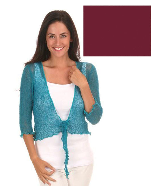 Popcorn Knit Shrug in Merlot