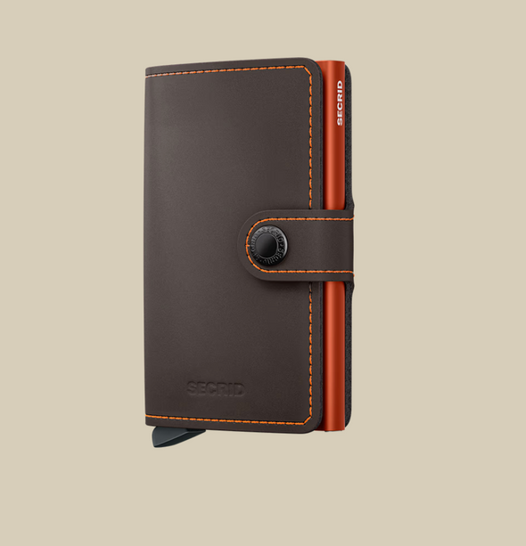 Miniwallet in Matte Truffle & Orange