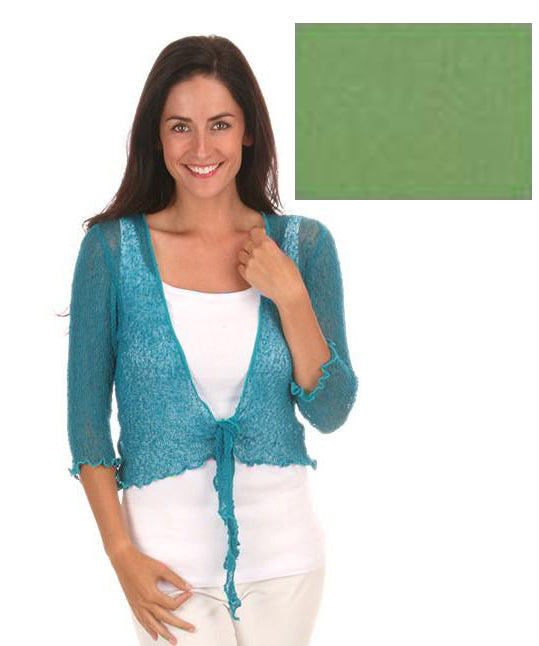 Popcorn Knit Shrug in Sage