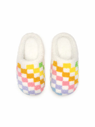 Kid's Rainbow Checkers Slippers