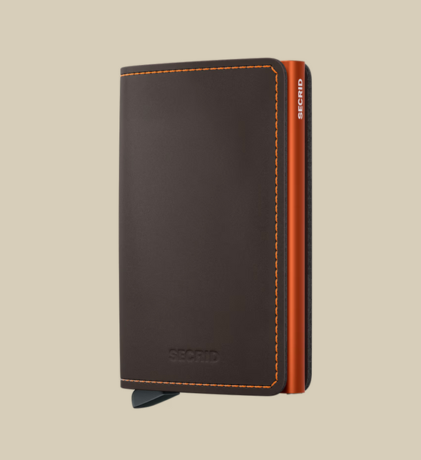 Slimwallet in Matte Truffle & Orange