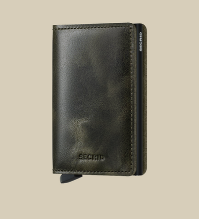 Slimwallet in Vintage Olive & Black