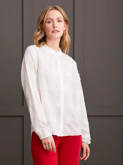 Cream Ruffle Collar Blouse