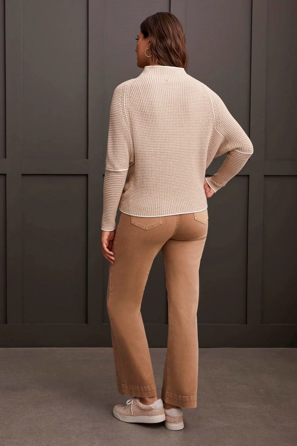 Funnel Neck Sweater in Heather Tan