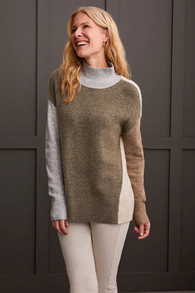 Colorblock Sweater in Heather Aloe