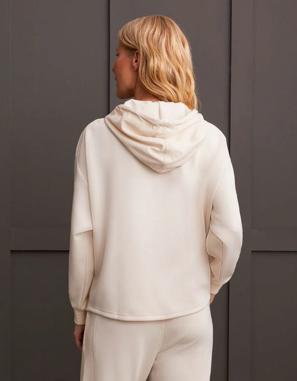 Techno Luxe Hooded Top in Eggshell