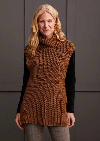 Cowl Neck Sleeveless Sweater in Walnut