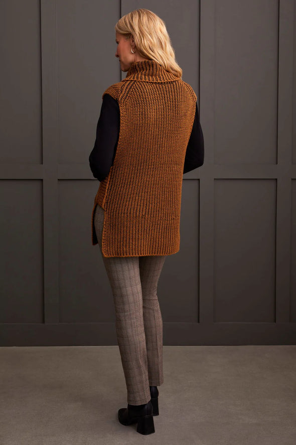 Cowl Neck Sleeveless Sweater in Walnut