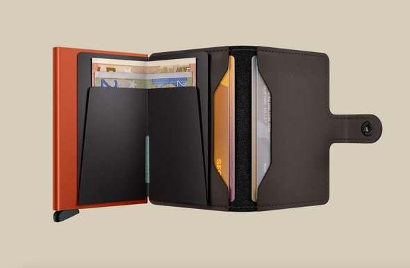 Miniwallet in Matte Truffle & Orange