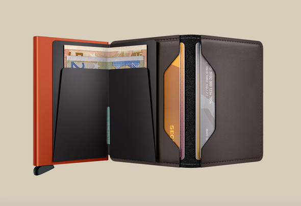 Slimwallet in Matte Truffle & Orange