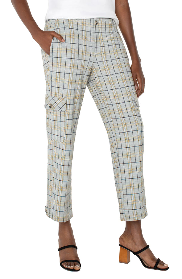 Utility Crop Pants in Taupe Multi Glen Plaid