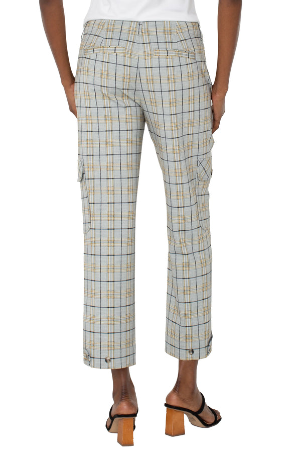 Utility Crop Pants in Taupe Multi Glen Plaid