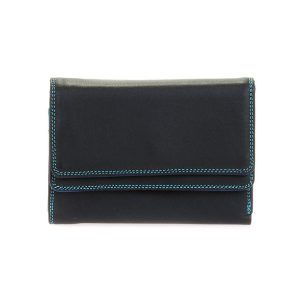 Double Flap Purse/Wallet in Black Pace