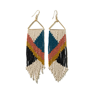 Emilie Angles Beaded Fringe Earrings in Rust