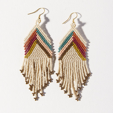 Ivory & Gold Muted Chevron Earrings