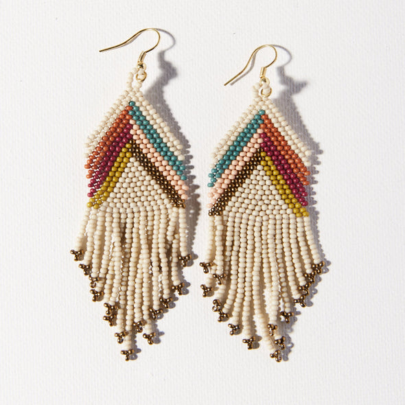 Ivory & Gold Muted Chevron Earrings