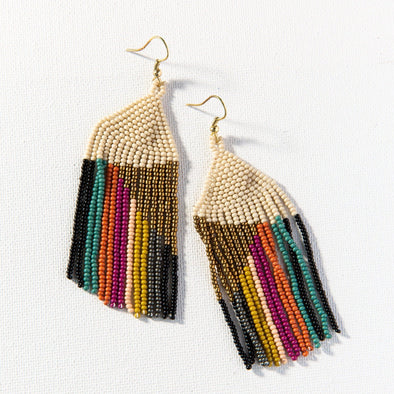 Gold Ivory Muted Stripe Earring